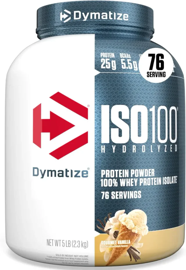 Whey protein Dymatize ISO100 Hydrolyzed sabor baunilha em pote de 2,3 kg