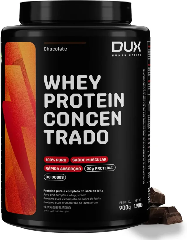 Whey protein DUX Whey Protein Concentrado sabor chocolate em pote de 900 g