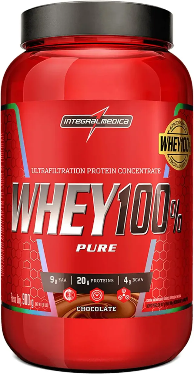 Whey protein Integralmédica 100% Pure Whey sabor chocolate em pote de 900 g