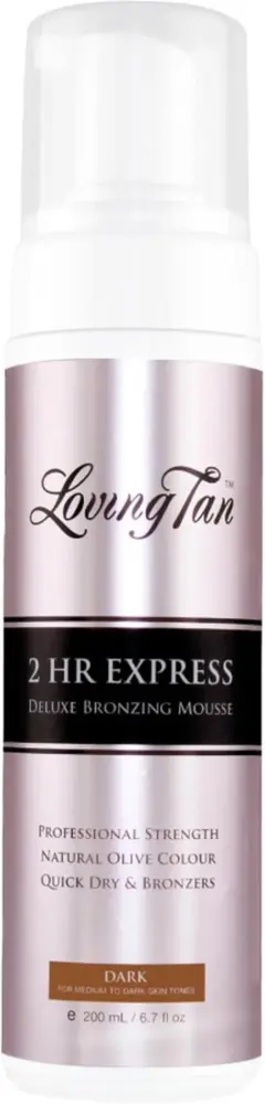 Loving Tan 2 HR Express Mousse Dark 200 ml, autobronzeador de aplicação tópica
