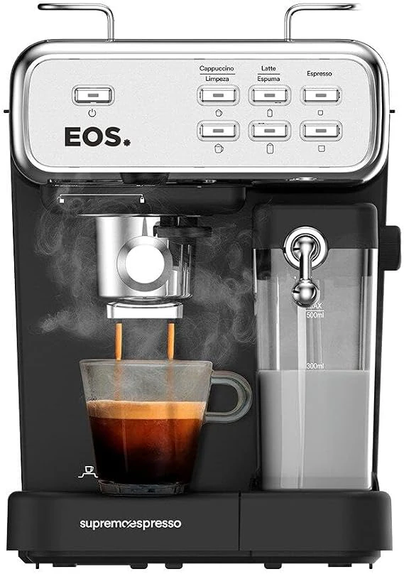 Cafeteira Espresso 3 em 1 EOS Prepara Espresso, Latte e Cappuccino com 20 Bar de Pressão Inox ECF07EC 110V, 220V