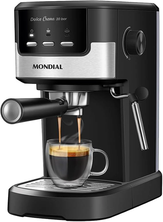 MONDIAL, Cafeteira Espresso Dolce Crema 20 Bar, Preto/InoX 1200W, 110V - C-21-E-CNP, 220V
