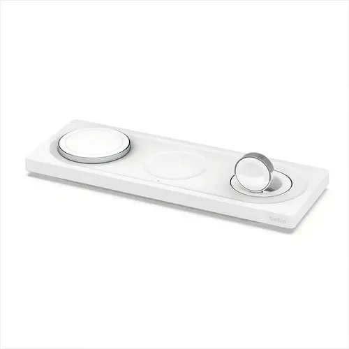 Belkin BoostCharge Pro Pad WIZ016ttWH branco, carregador wireless MagSafe 3 em 1 de 15 W
