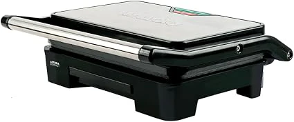 Grill Asteria Compact Mallory Grill multifunção, Luzes indicadoras de funcionamento, Alça com toque-frio e Trava de segurança 220V, churrasqueiras elétricas