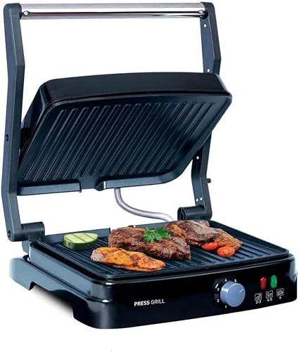 Grill Elétrico Mallory Asteria – Multifuncional, Placas Antiaderentes, 180º de Abertura, Controle de Temperatura 5 Posições- 127V, churrasqueiras elétricas