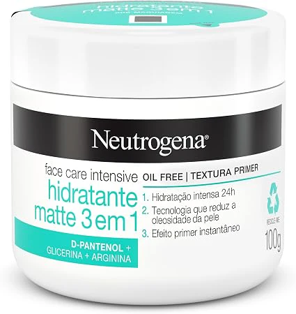 Neutrogena Face Care Intensive Matte 3 em 1 100g, hidratantes faciais