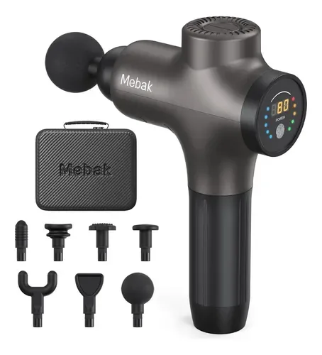 Mebak 3, massageador muscular cinza com sete ponteiras