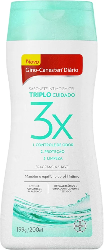 Gino-Canesten Triplo Cuidado 200ml, sabonete íntimo para higiene genital externa