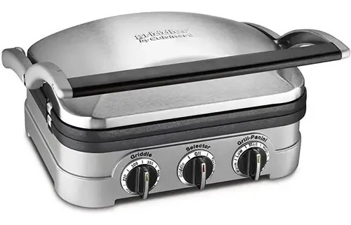 Cuisinart Griddler GR-4NCBR com Potência e chapas visíveis