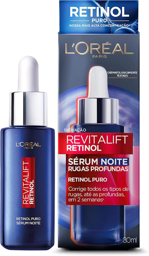 L'Oréal Paris Revitalift Retinol Noturno 30 ml, séruns anti-idade com 0,3% de retinol