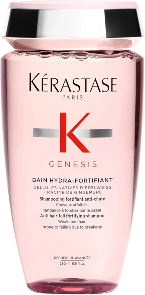 Kérastase Genesis Bain Hydra-Fortifiant 250 ml, shampoo antiqueda na apresentação e variante comparadas
