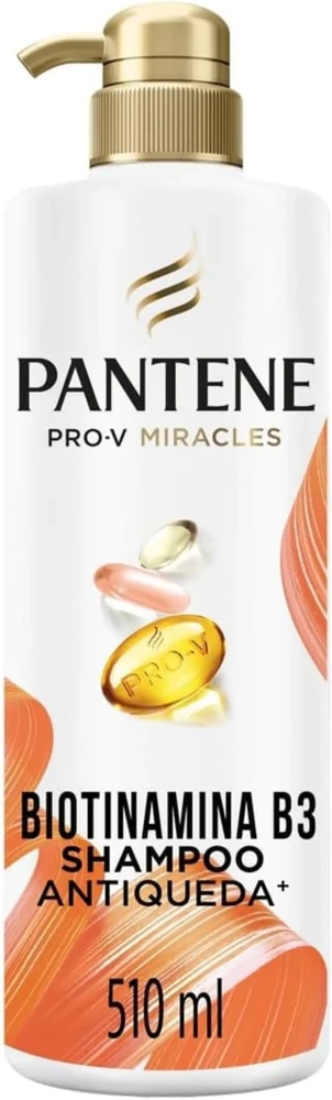 Pantene Pro-V Biotinamina B3 Antiqueda e Nutrição 510 ml, shampoo antiqueda na apresentação e variante comparadas