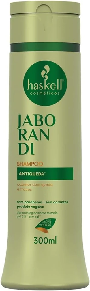 Haskell Jaborandi e Carqueja 300 ml, shampoo antiqueda na apresentação e variante comparadas