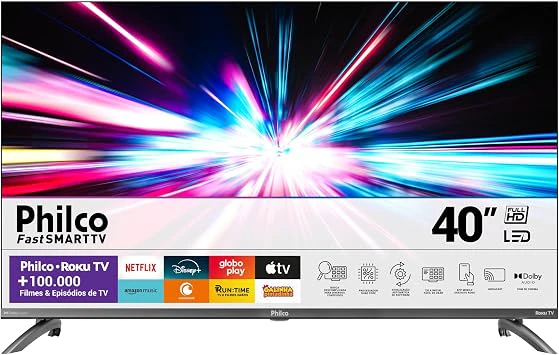 Smart TV 40” Philco Roku TV LED Dolby Audio PTV40M9GR2CGB, Melhor TV 40 Polegadas 2026