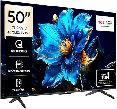 Smart TV 50" TCL 4K UHD QLED 50P7K Google TV AiPQ Google Assistente 3 HDMI, Melhor TV 50 Polegadas 2026