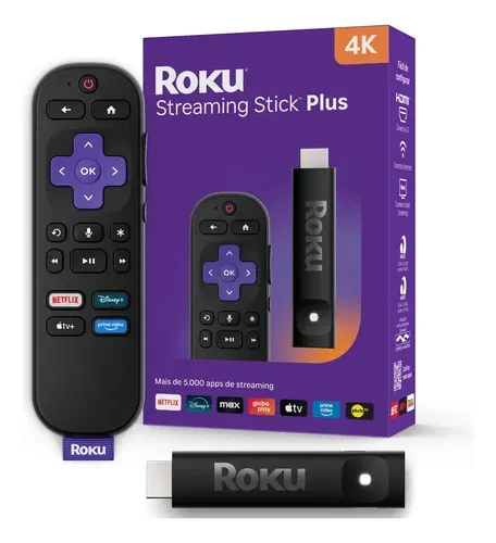 Roku Streaming Stick Plus 4K (2025), TV box para aplicativos de streaming na televisão