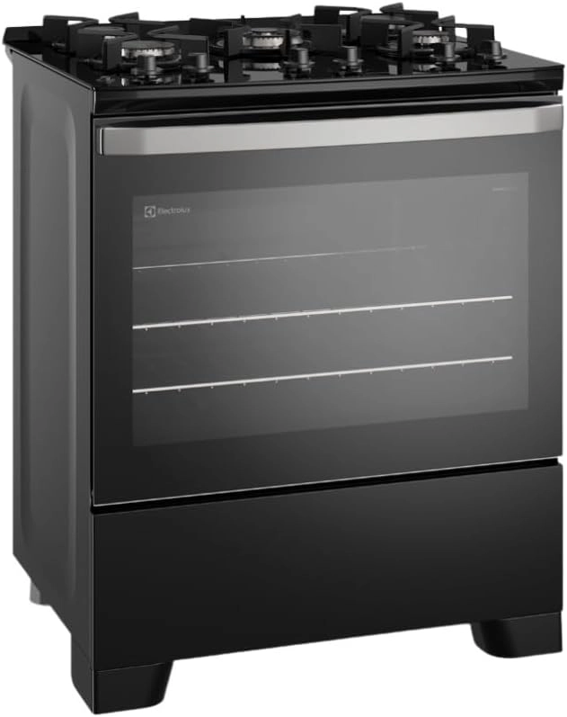 Fogão Electrolux FE5GB Efficient de cinco bocas com mesa de vidro preta