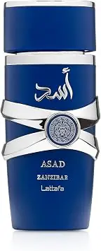 Lattafa Asad Zanzibar Eau de Parfum 100ml, perfume árabe amadeirado para uso versátil
