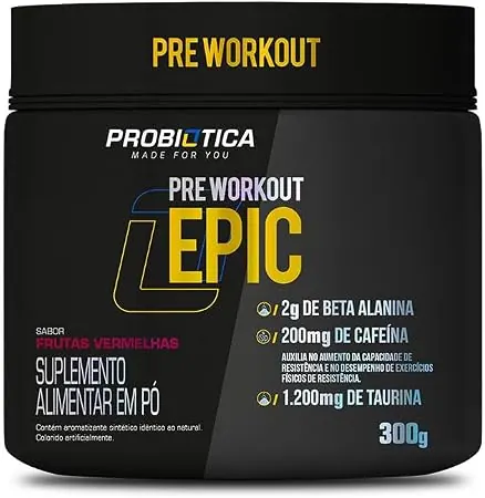 Pote de pré-treino Probiótica Epic de 300 gramas
