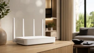 Home 1956 Roteador Wi-Fi 7 moderno em ambiente residencial contemporâneo